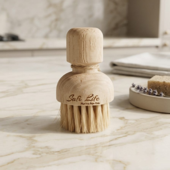 Avuç İçi Tutmalı Vegan Bulaşık, Sebze ve Meyve Fırçası - %100 Doğal Tampiko Otu Mutfak Fırçası